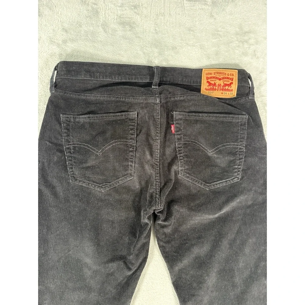 Levis 514 Pants Men's 34x32 Black Corduroy Straight Fit